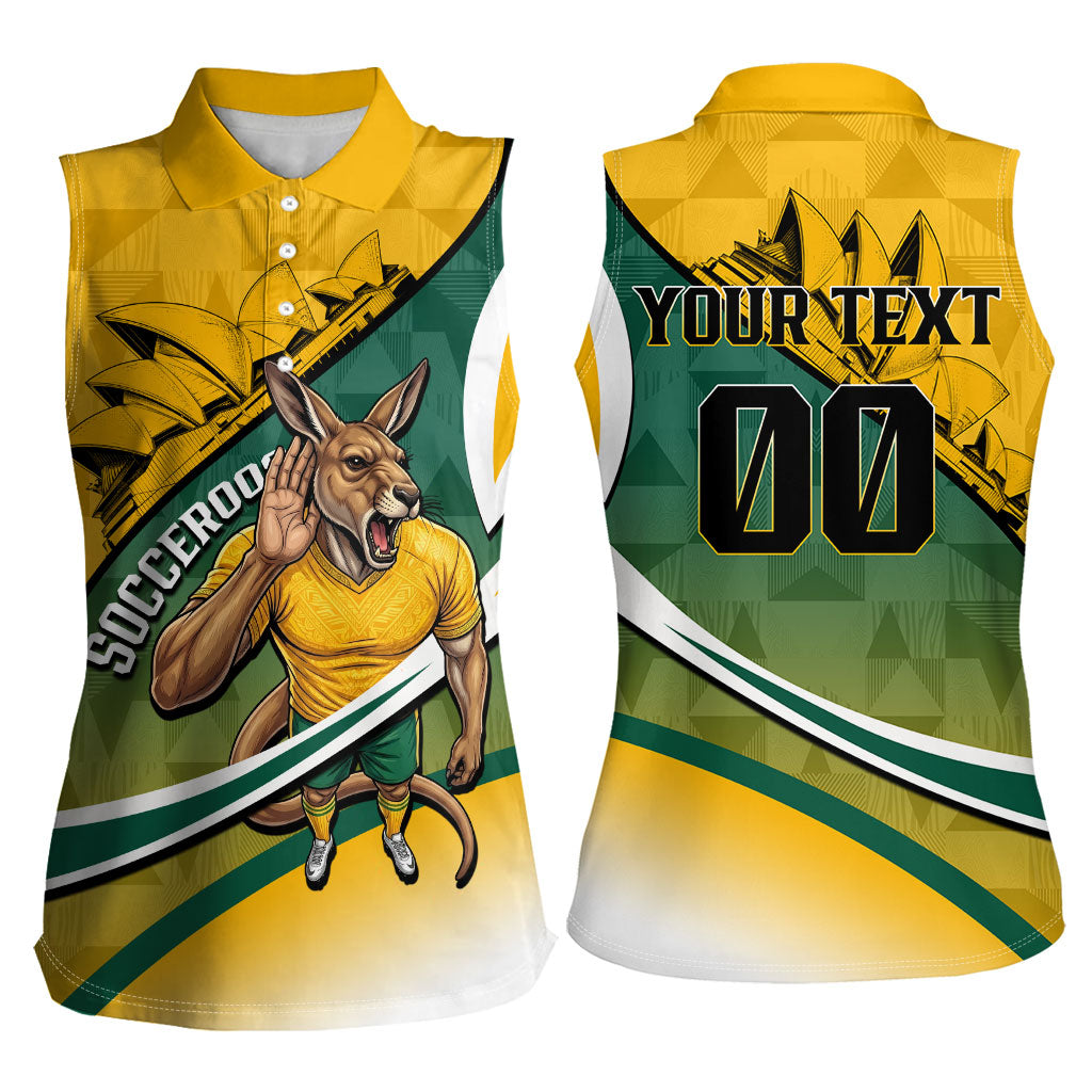 Personalized Australia Soccer Kangaroo Mascot Women Sleeveless Polo Shirt Sydney Opera House - Hear the Champions Roar Football