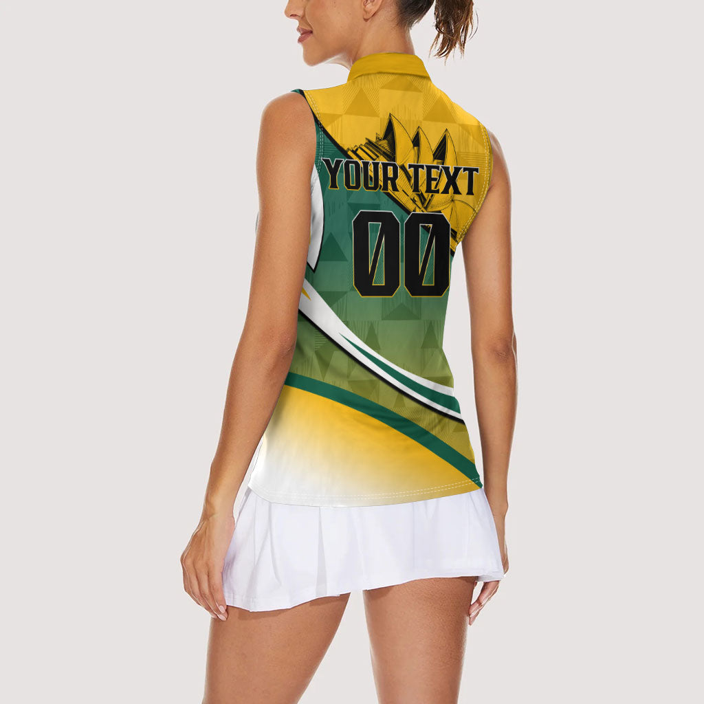 Personalized Australia Soccer Kangaroo Mascot Women Sleeveless Polo Shirt Sydney Opera House - Hear the Champions Roar Football