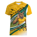 Personalized Australia Soccer Kangaroo Mascot Women V-Neck T-Shirt Sydney Opera House - Hear the Champions Roar Football