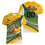 Personalized Australia Soccer Kangaroo Mascot Women V-Neck T-Shirt Sydney Opera House - Hear the Champions Roar Football