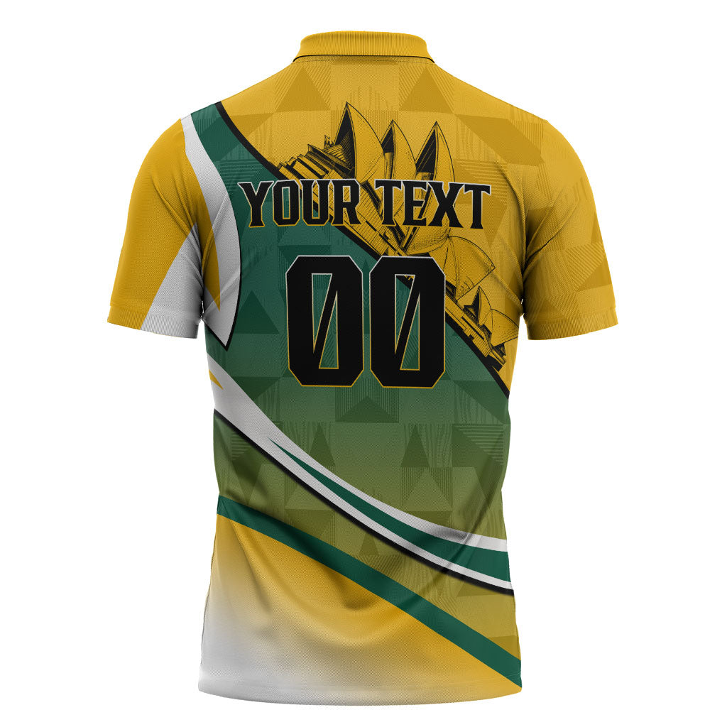 Personalized Australia Soccer Kangaroo Mascot Zipper Polo Shirt Sydney Opera House - Hear the Champions Roar Football