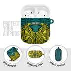 Personalized Hockeyroos Kangaroo Field Hockey AirPods Case Tribal Geometric Green Gold Symmetrical Pattern Design