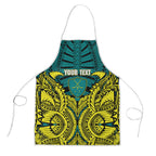 Personalized Hockeyroos Kangaroo Field Hockey Apron Tribal Geometric Green Gold Symmetrical Pattern Design