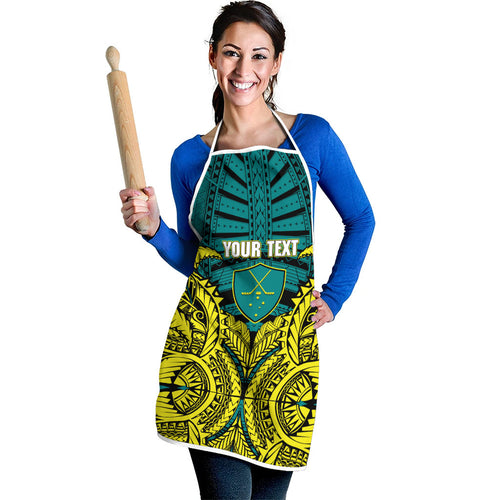 Personalized Hockeyroos Kangaroo Field Hockey Apron Tribal Geometric Green Gold Symmetrical Pattern Design