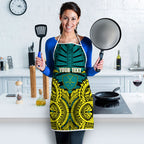 Personalized Hockeyroos Kangaroo Field Hockey Apron Tribal Geometric Green Gold Symmetrical Pattern Design