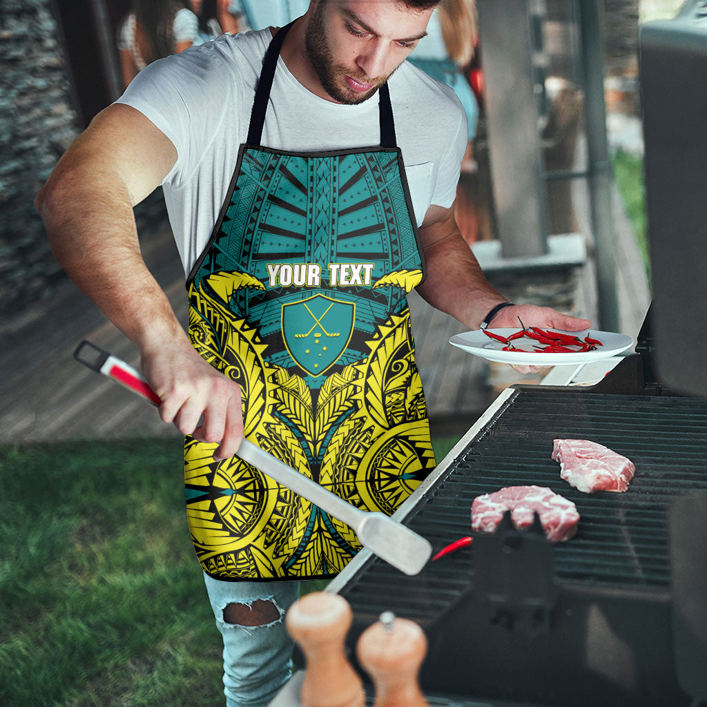 Personalized Hockeyroos Kangaroo Field Hockey Apron Tribal Geometric Green Gold Symmetrical Pattern Design