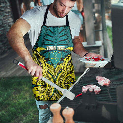 Personalized Hockeyroos Kangaroo Field Hockey Apron Tribal Geometric Green Gold Symmetrical Pattern Design