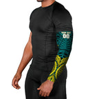 Personalized Hockeyroos Kangaroo Field Hockey Arm Sleeves Tribal Geometric Green Gold Symmetrical Pattern Design