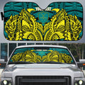 Personalized Hockeyroos Kangaroo Field Hockey Auto Sun Shade Tribal Geometric Green Gold Symmetrical Pattern Design