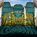 Personalized Hockeyroos Kangaroo Field Hockey Back Car Seat Cover Tribal Geometric Green Gold Symmetrical Pattern Design