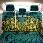 Personalized Hockeyroos Kangaroo Field Hockey Back Car Seat Cover Tribal Geometric Green Gold Symmetrical Pattern Design