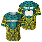 Personalized Hockeyroos Kangaroo Field Hockey Baseball Jersey Tribal Geometric Green Gold Symmetrical Pattern Design