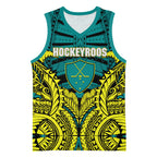Personalized Hockeyroos Kangaroo Field Hockey Basketball Jersey Tribal Geometric Green Gold Symmetrical Pattern Design