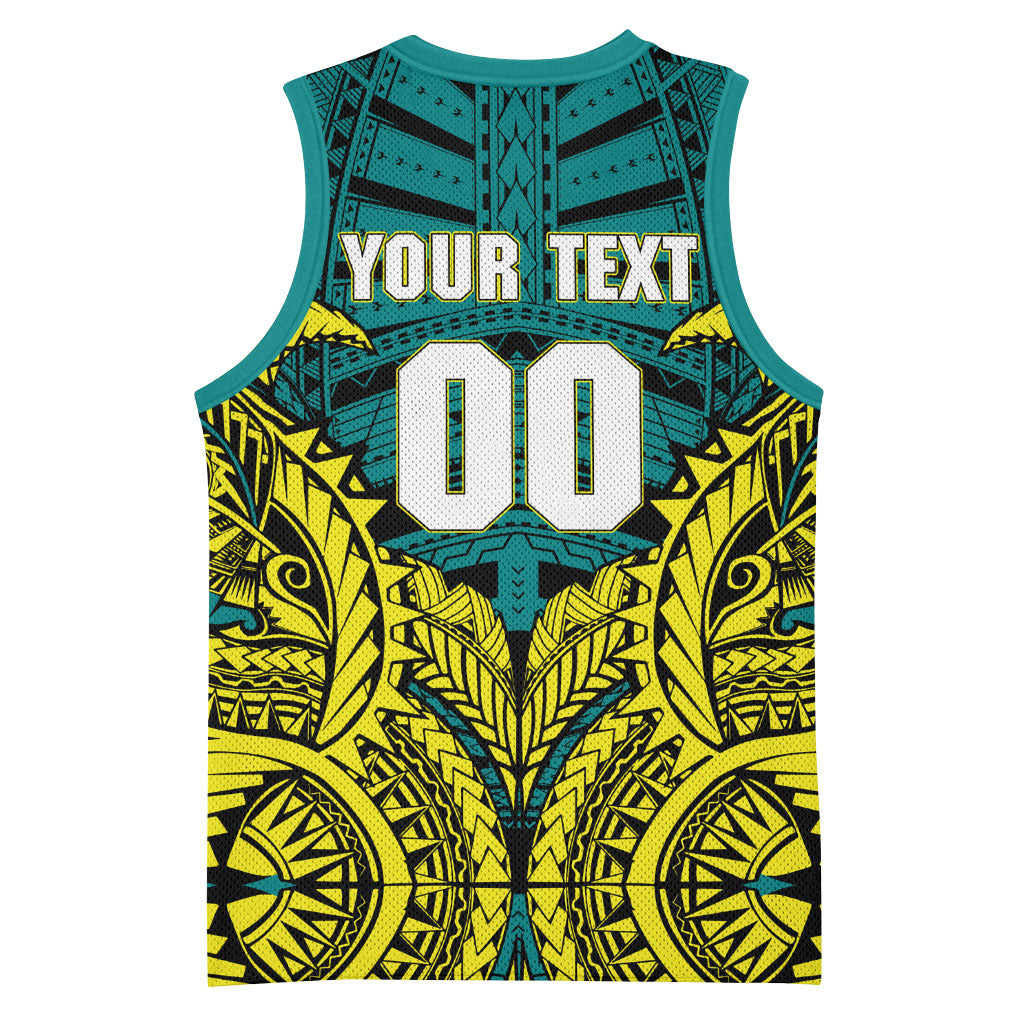 Personalized Hockeyroos Kangaroo Field Hockey Basketball Jersey Tribal Geometric Green Gold Symmetrical Pattern Design