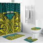 Personalized Hockeyroos Kangaroo Field Hockey Bathroom Set Tribal Geometric Green Gold Symmetrical Pattern Design
