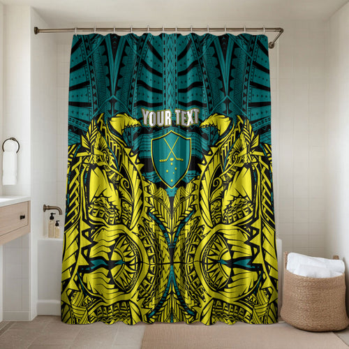 Personalized Hockeyroos Kangaroo Field Hockey Bathroom Set Tribal Geometric Green Gold Symmetrical Pattern Design