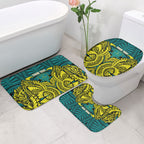 Personalized Hockeyroos Kangaroo Field Hockey Bathroom Set Tribal Geometric Green Gold Symmetrical Pattern Design