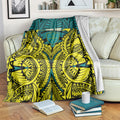 Personalized Hockeyroos Kangaroo Field Hockey Blanket Tribal Geometric Green Gold Symmetrical Pattern Design