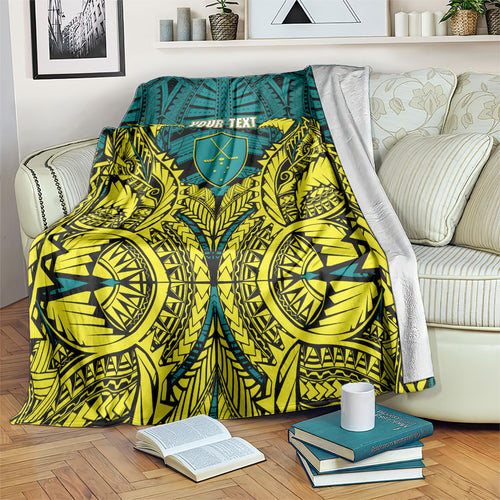 Personalized Hockeyroos Kangaroo Field Hockey Blanket Tribal Geometric Green Gold Symmetrical Pattern Design