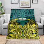 Personalized Hockeyroos Kangaroo Field Hockey Blanket Tribal Geometric Green Gold Symmetrical Pattern Design