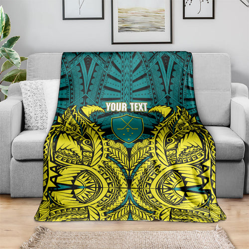 Personalized Hockeyroos Kangaroo Field Hockey Blanket Tribal Geometric Green Gold Symmetrical Pattern Design