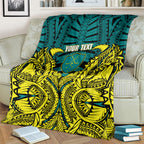 Personalized Hockeyroos Kangaroo Field Hockey Blanket Tribal Geometric Green Gold Symmetrical Pattern Design