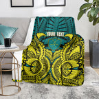 Personalized Hockeyroos Kangaroo Field Hockey Blanket Tribal Geometric Green Gold Symmetrical Pattern Design
