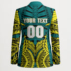 Personalized Hockeyroos Kangaroo Field Hockey Blazer Tribal Geometric Green Gold Symmetrical Pattern Design