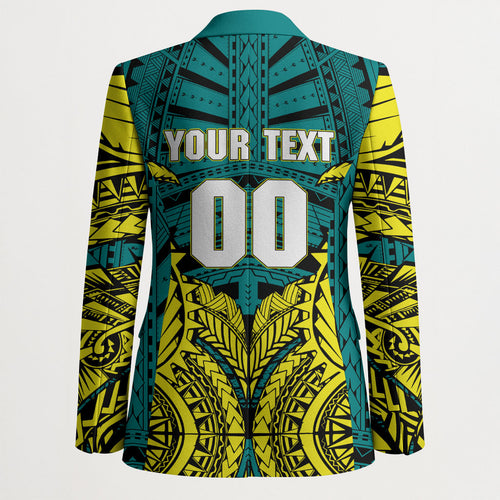 Personalized Hockeyroos Kangaroo Field Hockey Blazer Tribal Geometric Green Gold Symmetrical Pattern Design