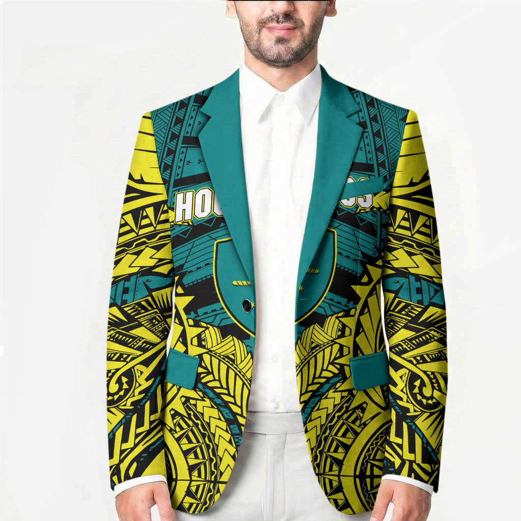 Personalized Hockeyroos Kangaroo Field Hockey Blazer Tribal Geometric Green Gold Symmetrical Pattern Design