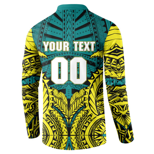 Personalized Hockeyroos Kangaroo Field Hockey Button Sweatshirt Tribal Geometric Green Gold Symmetrical Pattern Design