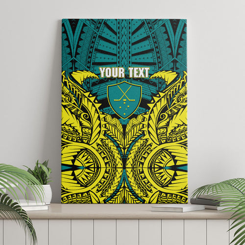 Personalized Hockeyroos Kangaroo Field Hockey Canvas Wall Art Tribal Geometric Green Gold Symmetrical Pattern Design