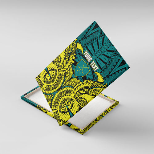 Personalized Hockeyroos Kangaroo Field Hockey Canvas Wall Art Tribal Geometric Green Gold Symmetrical Pattern Design