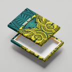 Personalized Hockeyroos Kangaroo Field Hockey Canvas Wall Art Tribal Geometric Green Gold Symmetrical Pattern Design