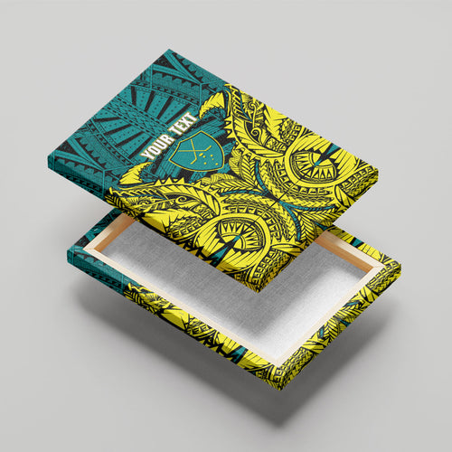 Personalized Hockeyroos Kangaroo Field Hockey Canvas Wall Art Tribal Geometric Green Gold Symmetrical Pattern Design