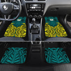 Personalized Hockeyroos Kangaroo Field Hockey Car Mats Tribal Geometric Green Gold Symmetrical Pattern Design