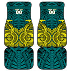 Personalized Hockeyroos Kangaroo Field Hockey Car Mats Tribal Geometric Green Gold Symmetrical Pattern Design