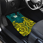 Personalized Hockeyroos Kangaroo Field Hockey Car Mats Tribal Geometric Green Gold Symmetrical Pattern Design