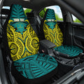 Personalized Hockeyroos Kangaroo Field Hockey Car Seat Cover Tribal Geometric Green Gold Symmetrical Pattern Design