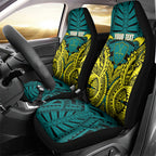 Personalized Hockeyroos Kangaroo Field Hockey Car Seat Cover Tribal Geometric Green Gold Symmetrical Pattern Design