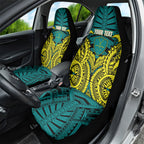 Personalized Hockeyroos Kangaroo Field Hockey Car Seat Cover Tribal Geometric Green Gold Symmetrical Pattern Design