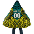 Personalized Hockeyroos Kangaroo Field Hockey Cloak Tribal Geometric Green Gold Symmetrical Pattern Design