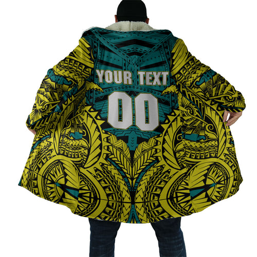 Personalized Hockeyroos Kangaroo Field Hockey Cloak Tribal Geometric Green Gold Symmetrical Pattern Design