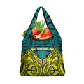 Personalized Hockeyroos Kangaroo Field Hockey Grocery Bag Tribal Geometric Green Gold Symmetrical Pattern Design