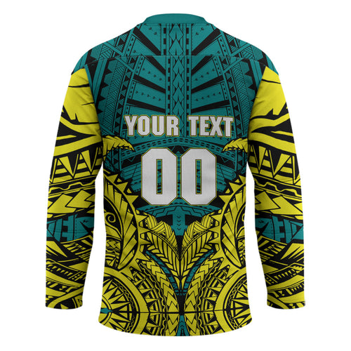 Personalized Hockeyroos Kangaroo Field Hockey Hockey Jersey Tribal Geometric Green Gold Symmetrical Pattern Design