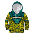 Personalized Hockeyroos Kangaroo Field Hockey Kid Hoodie Tribal Geometric Green Gold Symmetrical Pattern Design
