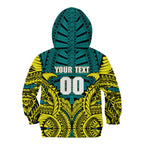 Personalized Hockeyroos Kangaroo Field Hockey Kid Hoodie Tribal Geometric Green Gold Symmetrical Pattern Design