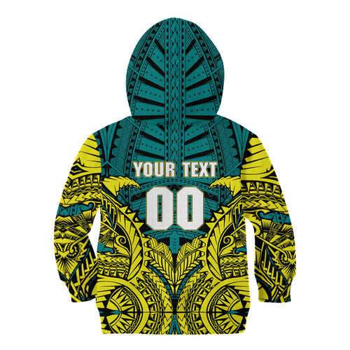 Personalized Hockeyroos Kangaroo Field Hockey Kid Hoodie Tribal Geometric Green Gold Symmetrical Pattern Design