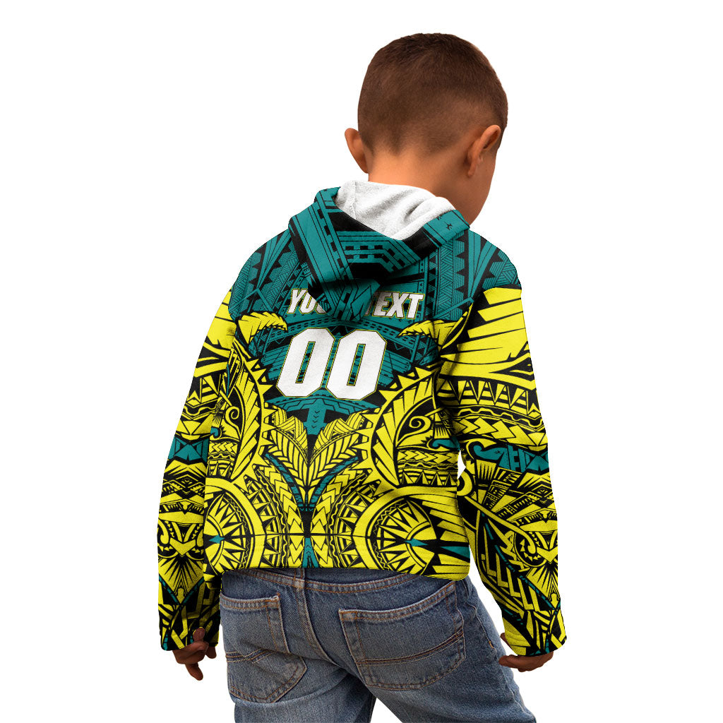 Personalized Hockeyroos Kangaroo Field Hockey Kid Hoodie Tribal Geometric Green Gold Symmetrical Pattern Design