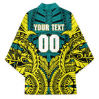 Personalized Hockeyroos Kangaroo Field Hockey Kimono Tribal Geometric Green Gold Symmetrical Pattern Design